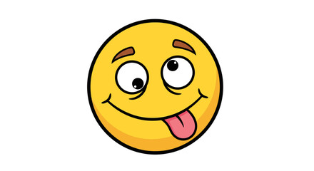 Fototapeta premium Humorous yellow emoticon expressing a lighthearted and playful goofy mood with tongue out and
