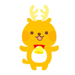 かわいいトナカイのイラスト（黄色・シンプル）