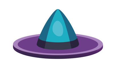 Stylized wizard hat with purple brim and teal cone