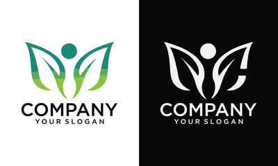 Creative Human Leaf Abstract Logo, vector template logo