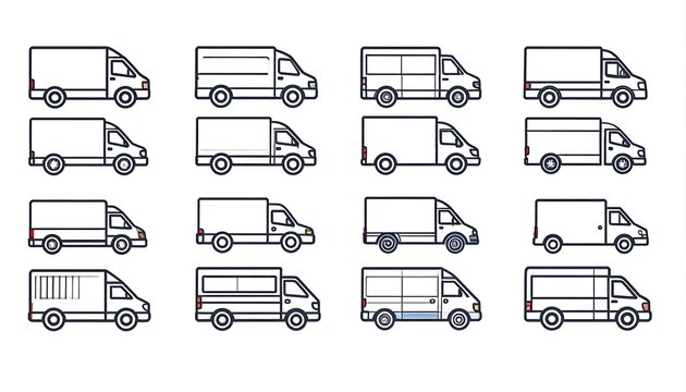 Delivery Van Icons - A Comprehensive Set for Logistics and Transportation Design.