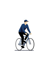 Fototapeta premium Minimalist Flat Vector Illustration of a Person Cycling