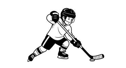 Fototapeta premium Dynamic hockey player illustration exhibiting focus and determination on the ice rink