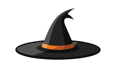 Classic black witch hat with orange band for halloween