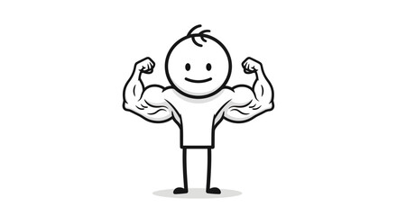 Cartoon character displaying muscular arms, showcasing a fun and positive message about strength