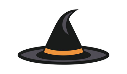 Classic black witch hat with orange band for halloween