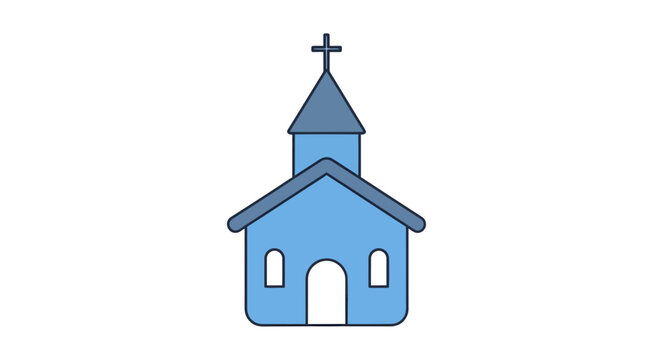Charming blue church with a cross, architectural design perfect for spiritual themes