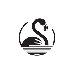 2d flamingo bird logo with white background