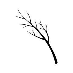 This illustration shows a leafless branch with smaller stems protruding from its main axis, silhouetted in black against a white backdrop. © Studicon