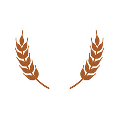 Two brown wheat ears mirror each other and create a semi-circular frame, leaving space for text or logos in the center.