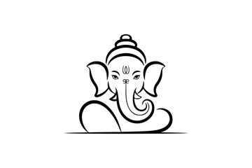 Fototapeta premium Lord Ganesha Line Art Illustration