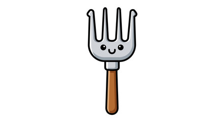 Whimsical garden fork with adorable facial expression illustration for creative projects