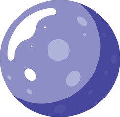 Stylized illustration of a purple moon with craters and highlights