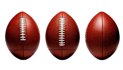 Set of Three Premium Leather Football Variations, isolated on transparent background PNG