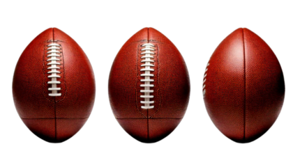 Set of Three Premium Leather Football Variations, isolated on transparent background PNG
