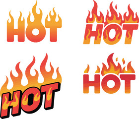Hot sale fire text design vector illustrations on white background