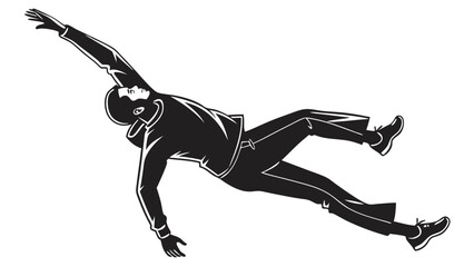 Stylized Silhouette of a Man in MidAir with Arm Extended Upward