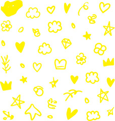 Hand Drawn Seamless Pattern Yellow Scribbles on White Background Design
