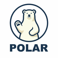Polar bear logo in a circle on a white background