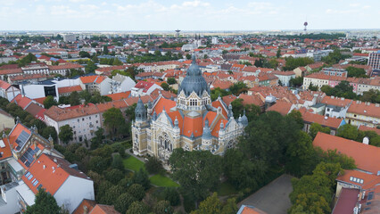 Naklejka premium Aerial View of Synagogue in Szeged Hungary