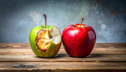 Rotten and Fresh Apples - A Contrast of Decay and Health.