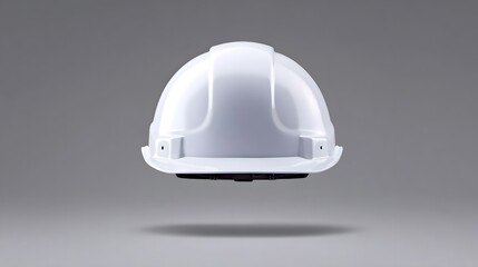 Fototapeta premium A practical, durable white safety helmet designed to protect workers in construction, manufacturing, and other industrial settings.