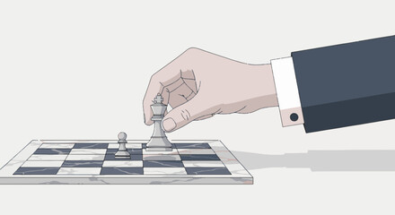 Flat Vector Business Hand Placing Chess Piece