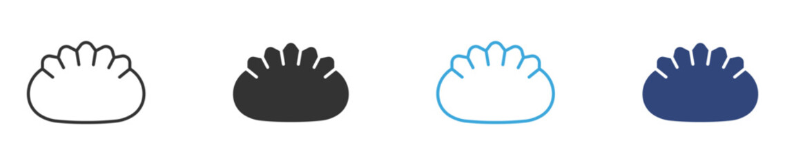 Dumpling icon set in outline and flat style, vector illustration ,
