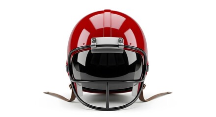 Fototapeta premium Red american football helmet with face mask isolated on white background