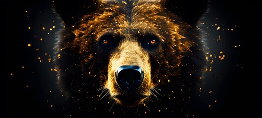 Pointillist grunge design of bear with abstract dotted pattern ,generative AI