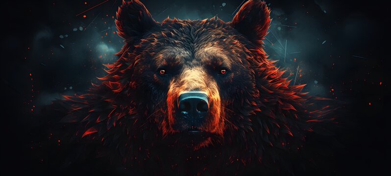 Pointillist grunge design of bear with abstract dotted pattern ,generative AI