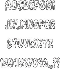 Paint Gooey Splatter typography font lettering ABC cartoon vector text