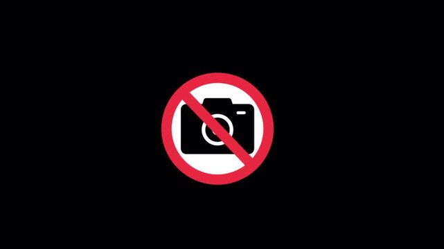 No Camera Icon. Photography Not Allowed Icon Animation Video - Transparent