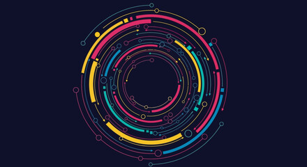 Circular motion graphic with arrowed trajectories for conceptual presentations
