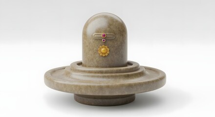 3D Render of a Beautifully Adorned Shiva Lingam, a Sacred Symbol in Hinduism
