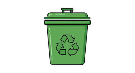 Isolated green recycling bin vector illustration promotes eco friendly waste management habits