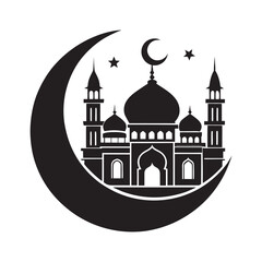 Crescent Mosque Religious Icon Silhouette