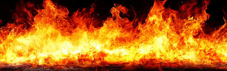 Fototapeta premium Vibrant and Intense Flames with Bright Orange and Yellow Colors