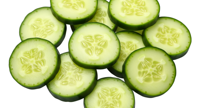 Fresh Cucumber Slices On Black Background