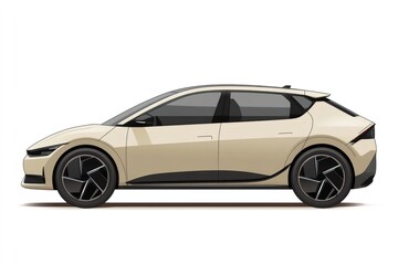 Futuristic hatchback vehicle illustration showcasing sleek lines and innovative style, representing electromobility