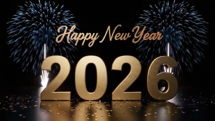 Happy new year 2026 with fireworks and confetti - Powered by Adobe