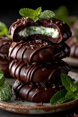 Stack of chocolate-covered patties