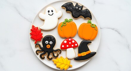 Halloween cookies decorated plate spooky treats celebration