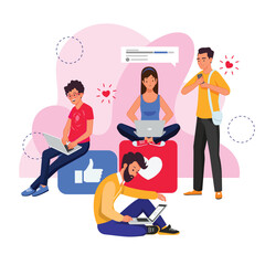 Diverse group of people using modern technology devices together