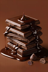 Stack of rich dark chocolate thick bars