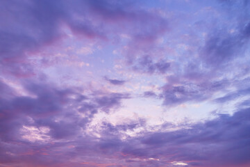 Morning sky and clouds,Awesome sunset and soft pink clouds of pastel tones. Image template of textured sky. Gorgeous photo wallpaper. Bright epic sky. Dramatic evening light and fiery orange sunset.