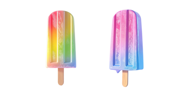 3D Frozen Popsicle Bundle Colorful Variations isolated on transparent background