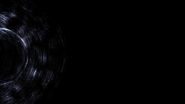 Abstract background with particles and space for text. Clouds of dust particles in a sphere on the left. Nuclear Fusion magnetic field simulation