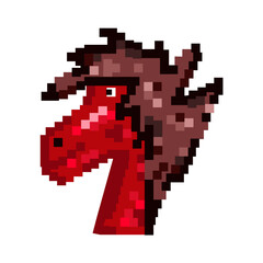 Pixel Art. Vector Pixel art 2026 Chinese New Year Zodiac animal isolated transparent. Pixel red horse perfect for 2026 asian New Year greeting card poster banner cover template design. EPS10