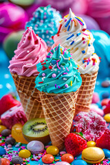 Artistic food photography of chocolate ice cream cone